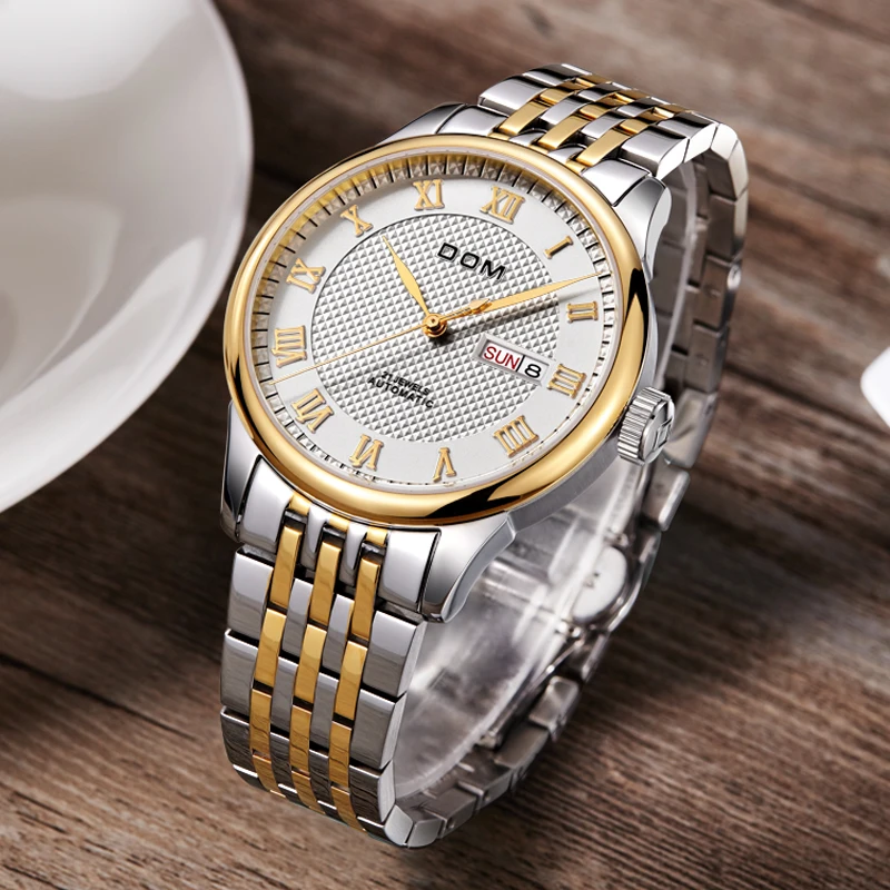 Часы DOM мужские механические из нержавеющей стали водонепроницаемые | Наручные