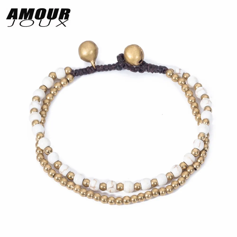 Простой женский винтажный Круглый браслет из сплава и бусин многослойный для