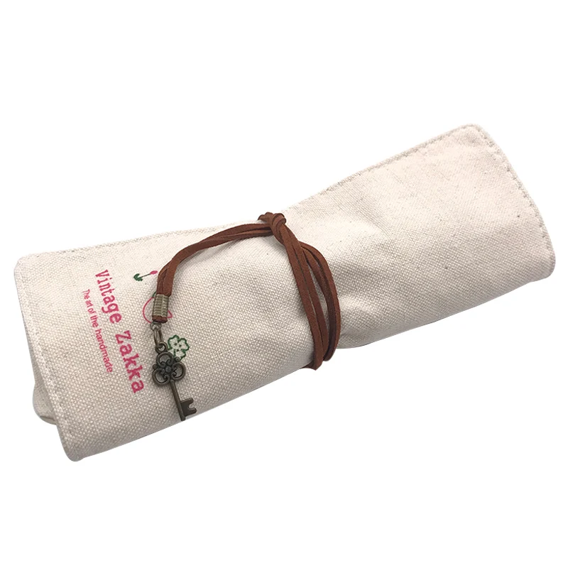 Холщовая рулонная ручка чехол карандаш держатель для кисти макияжа ретро