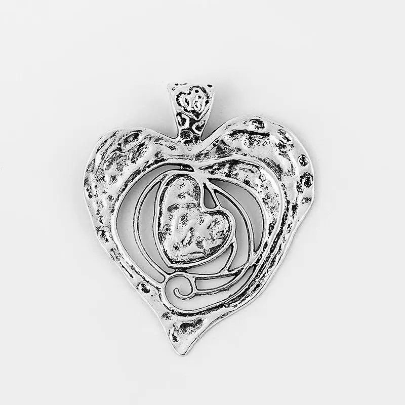 2 шт. антикварные большие полые открытые ударные подвески в форме сердца для