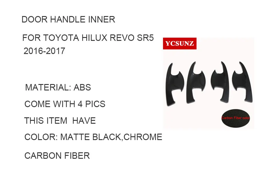 Внутренняя дверная ручка из углеродного волокна для Toyota Hilux Sr5 Revo rocco2016 стайлинга автомобилей