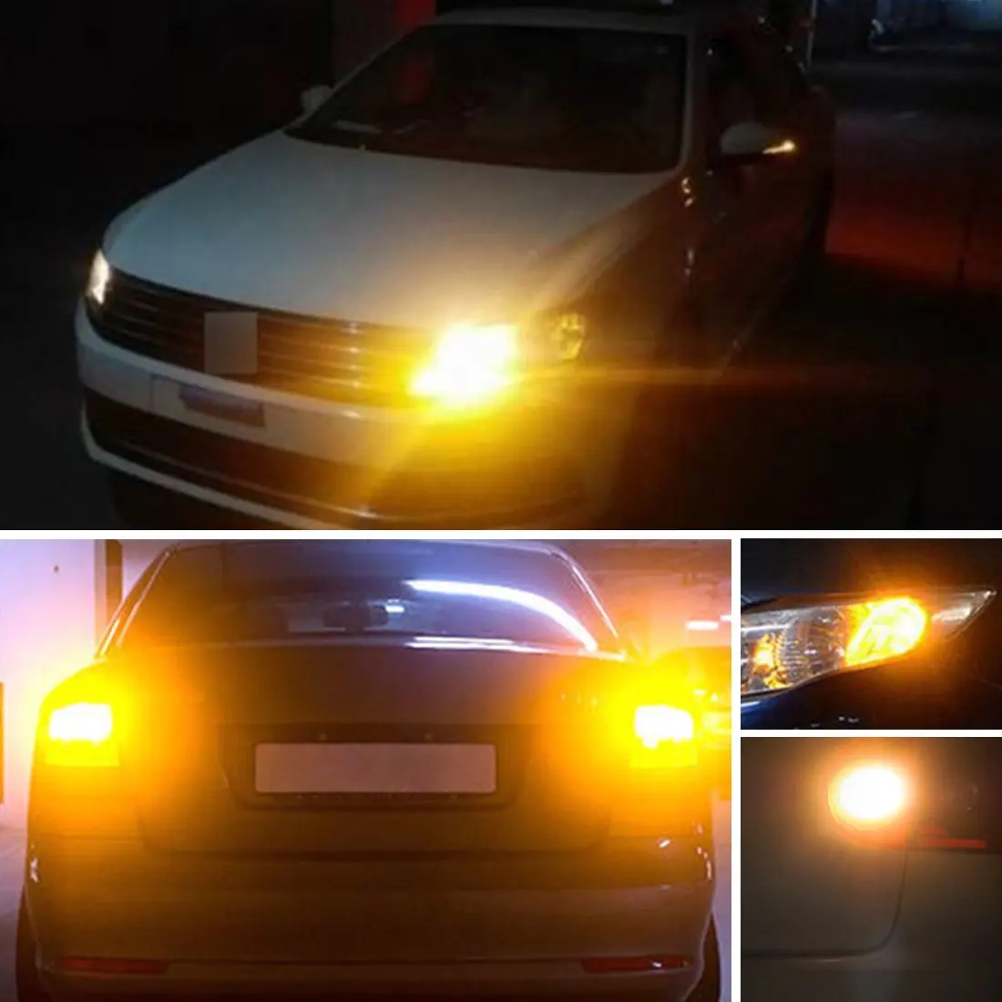 

X AUTOHAUX 2pcs 3157 68 3528-SMD-LED Yellow Car Light Bulbs Turn Signal Tail Brake Stop Backup Reverse Lamp DC 12V