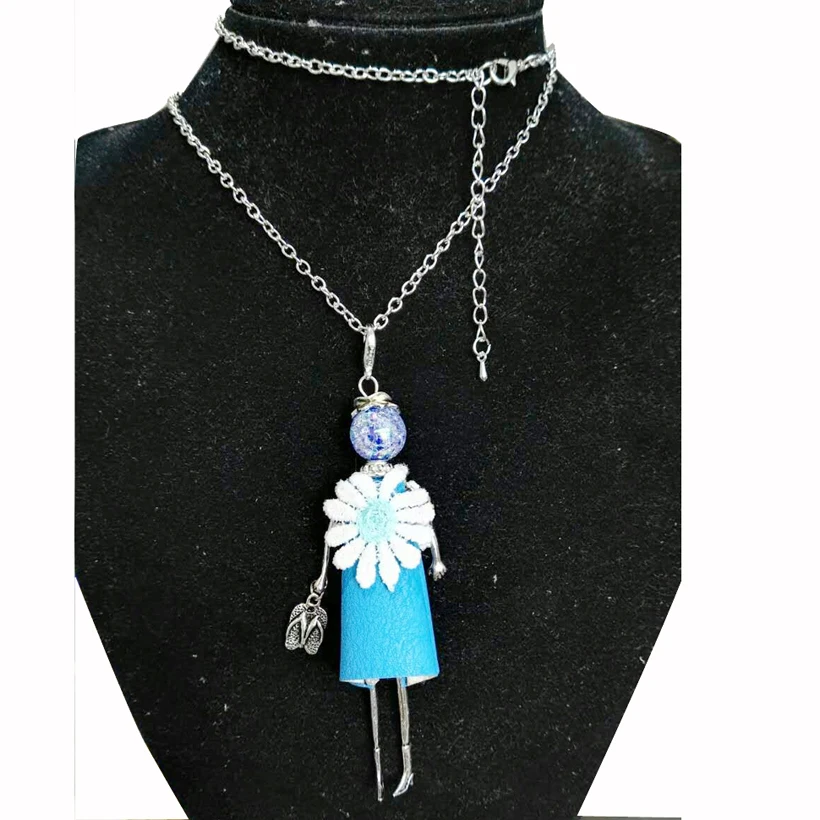 Новинка 2017 Длинная женская цепочка на свитер ожерелье ручной работы кукла