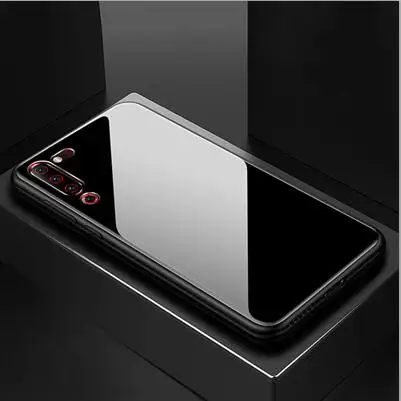 Тонкий силиконовый чехол синего цвета для lenovo Z6 Pro с градиентом, жесткая задняя крышка из закаленного стекла для lenovo Z 6 Pro, чехол s Shell z6 Z6Pro - Цвет: Черный