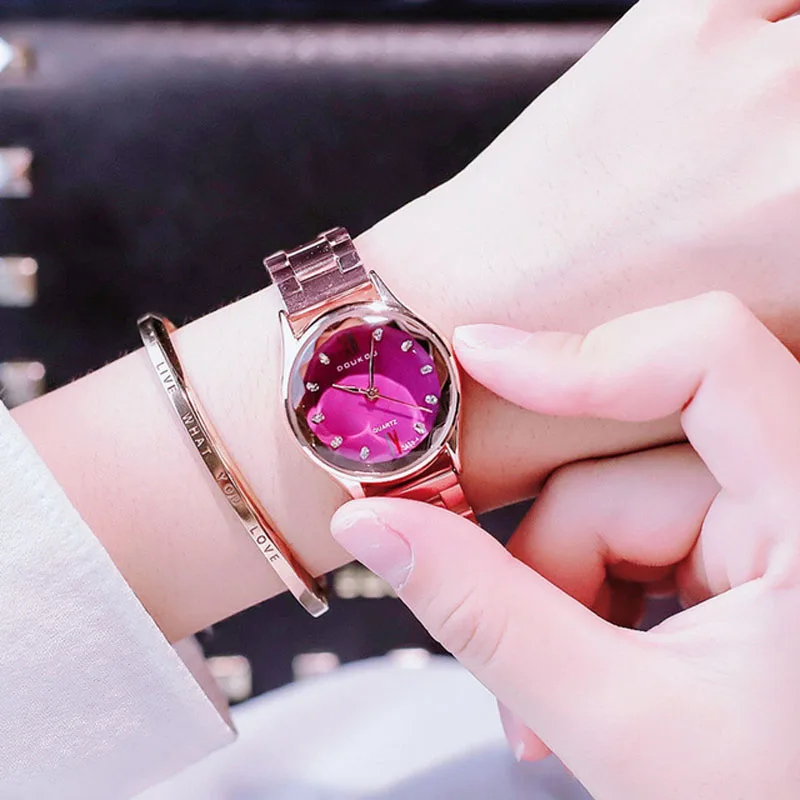 Новейший тренд корейской версии роскошные розовые часы Сакура девушка сердце