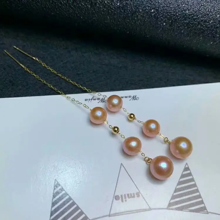 

shilovem 18k yellow Natural freshwater pearls Drop Earrings fine Jewelry women trendy anniversary Christmas gift myme6677100zz