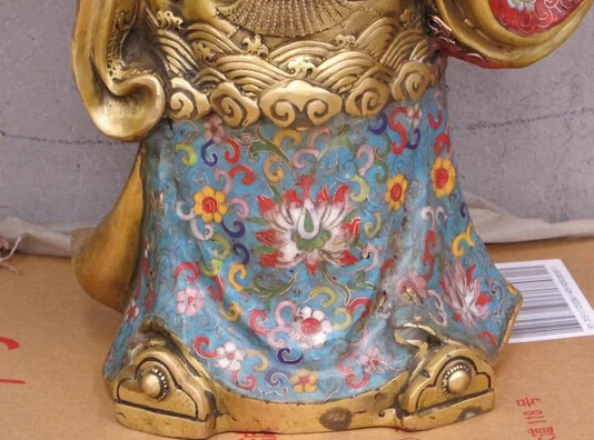 huij 006415 20&quotChinese Bronze Cloisonne folk religion dragon God of Wealth Bi Gan Statue | Дом и сад