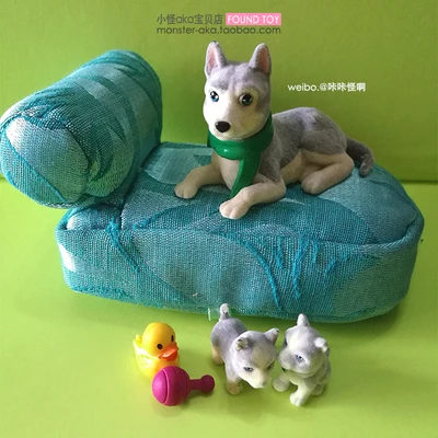 Флокированная фигурка модель игрушек Хаски семейная кукла украшения 4