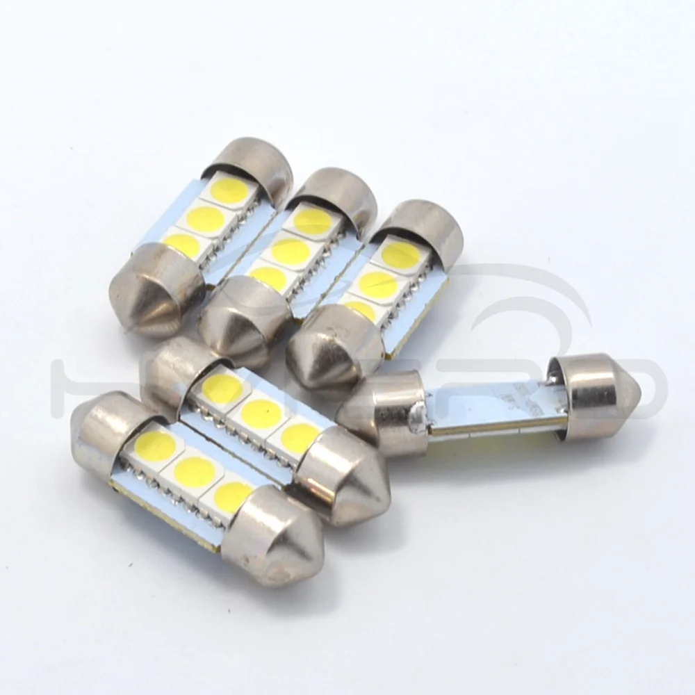 10X белый C5W C10W 5050 SMD 3 светодиодный 36 мм 39 мм 41 мм DC 12 В автоматический светодиодный купольный светильник с фестонами, дверной светильник, лампа для чтения, задний фонарь, резервный светодиодный светильник