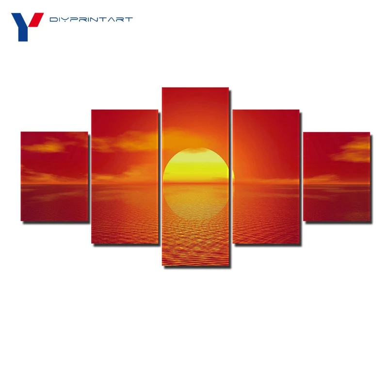Horizon Orange отражение закат 5 шт. Холст Искусство фото для гостиной Декор