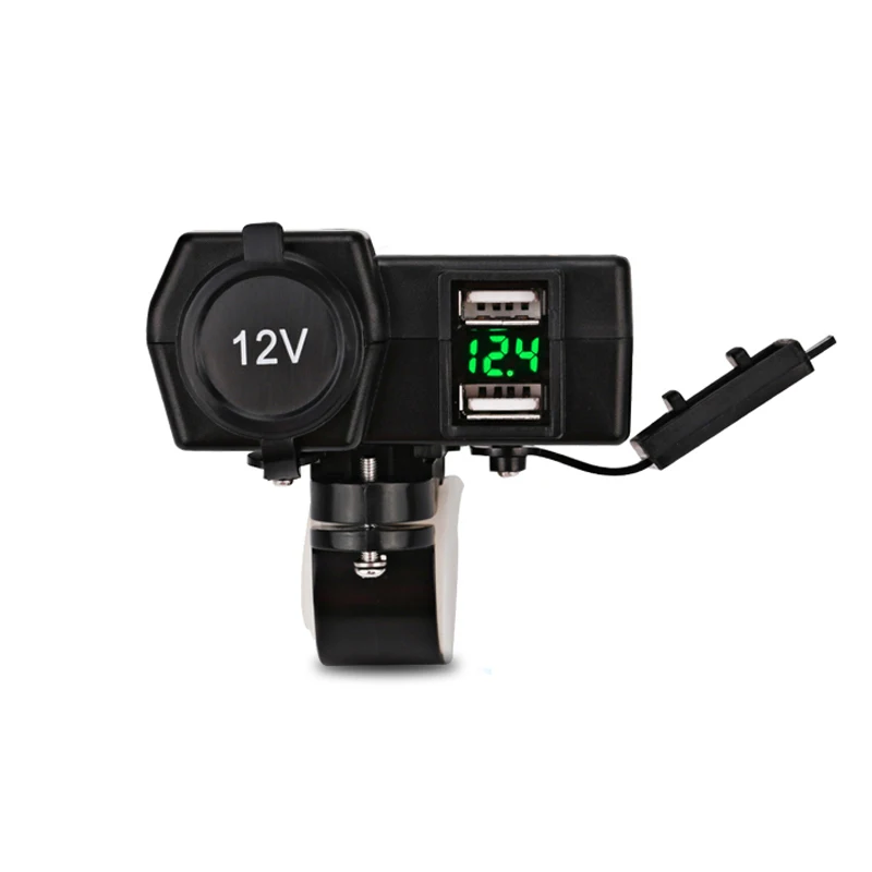 

12V Motorcycle Charger Led Voltmeter Motorbike Cigarette Lighter Dual USB Socket for Harley Suzuki Yamaha Kawasaki Phone GPS