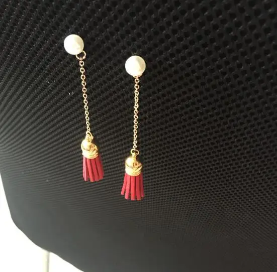 Ea439 новые модные серьги с имитацией жемчуга инкрустация кисточкой Бархатная