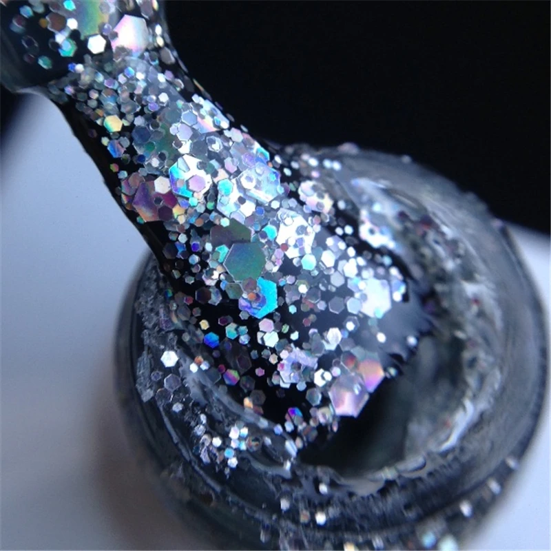 Родился Довольно Белый Дизайн ногтей Гель лак Блёстки блеск 10 мл Soak Off Сияющий UV