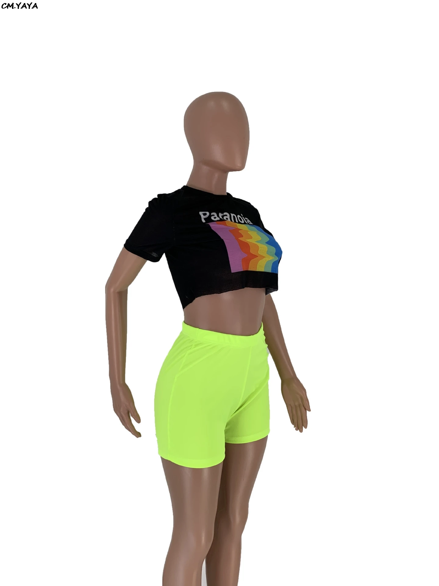 Новинка 2019 женский летний костюм с буквенным принтом короткий рукав круглый