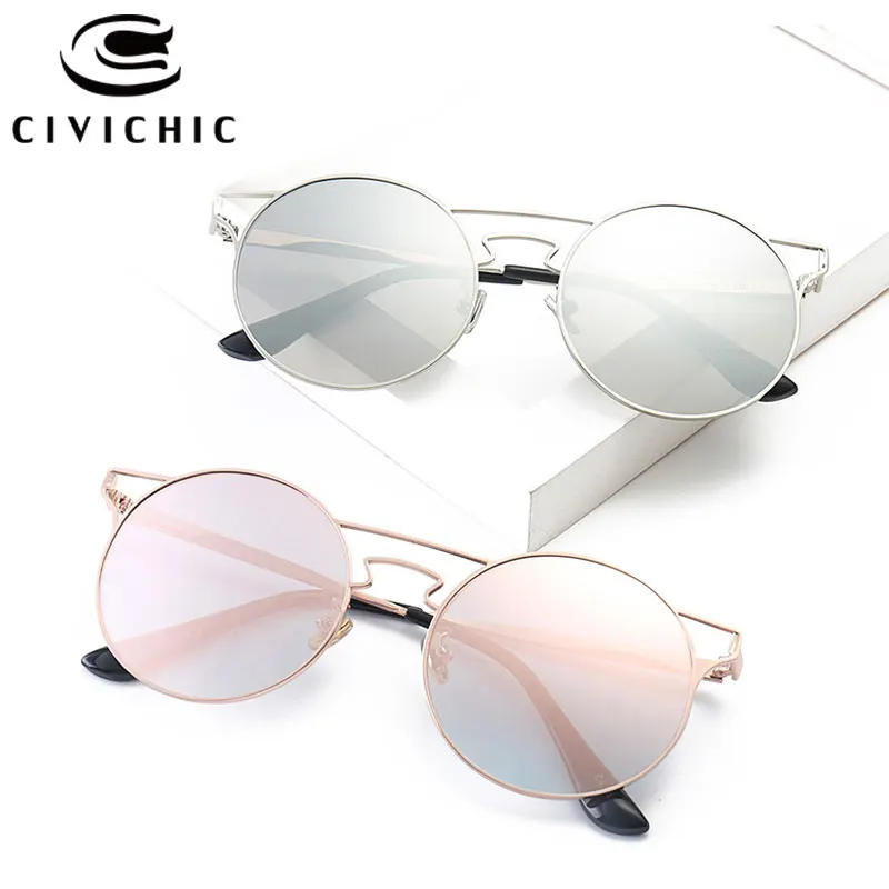 

CIVICHIC Classic Women Round Sunglasses UV400 Mirror Glasses Gradient Eyewear Retro Alloy Oculos De Sol Hipster HD Lunettes E377