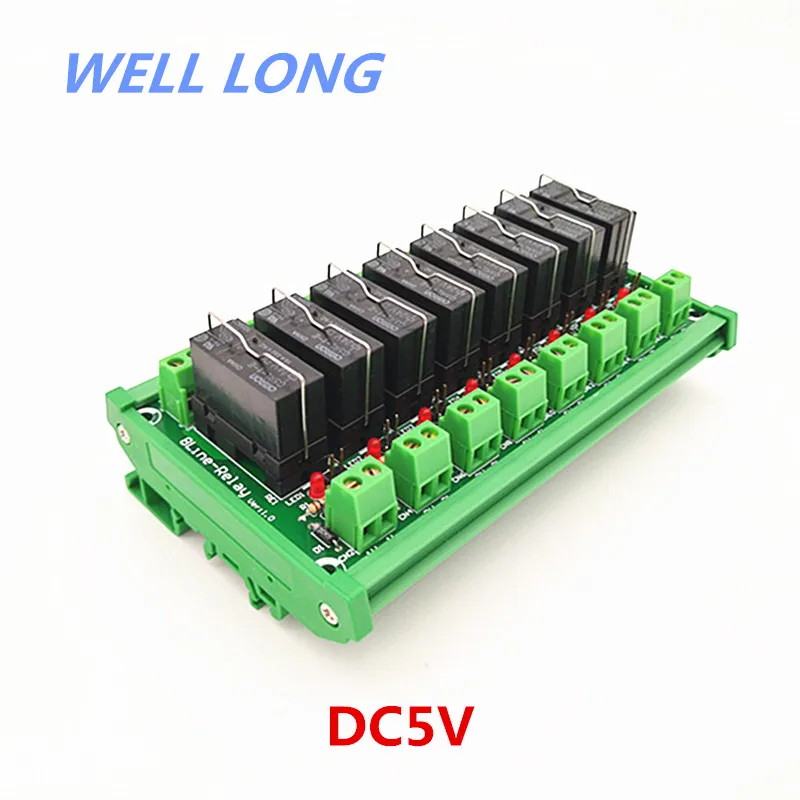 

DIN Rail Mount 8 Channel Power Relay Interface ModuleSPDT 16A Power Relay Interface Module,G5RL-1-E 5VDC Relay.