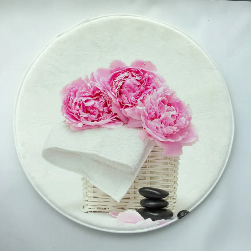 Орхидея и каменная печать пользовательский круглый дверной коврик нескользящий