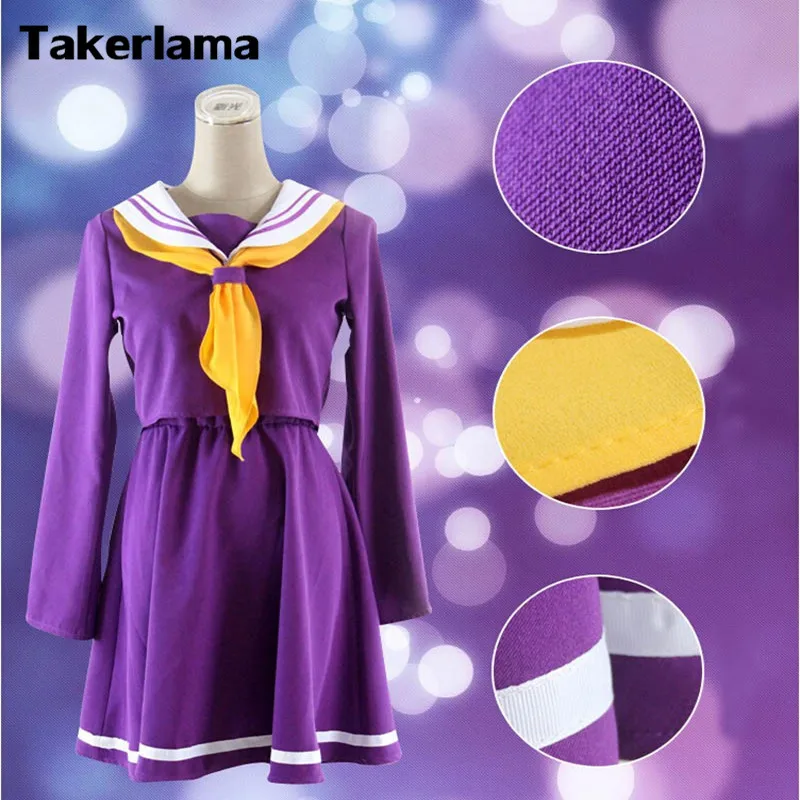 Школьная Униформа Takerlama NO GAME LIFE Shiro одежда для косплея яркий фиолетовый герой|cosplay