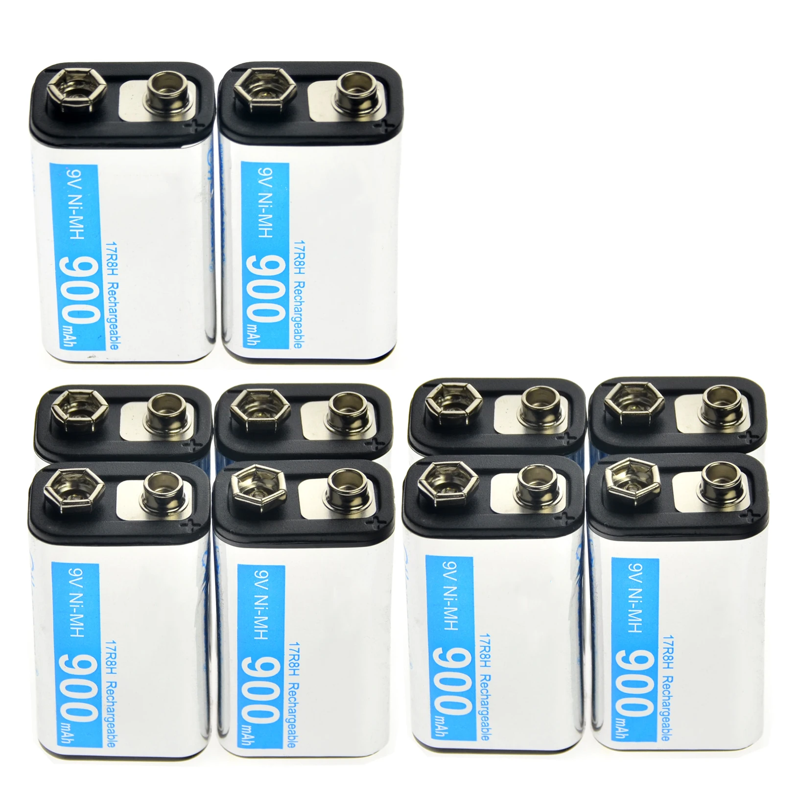 10pcs 2-24 шт 9V 900 мА/ч, Перезаряжаемые Батарея сотовый прочный Батарея PPS черный никель-металл-гидридного блок Мощность - Цвет: 10pcs