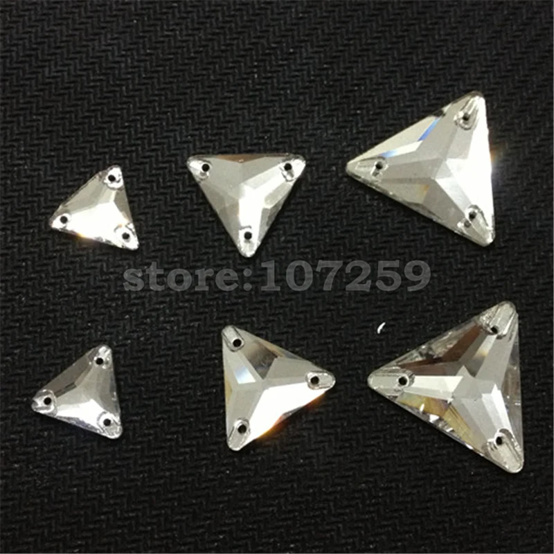 Прозрачные цветные 12 мм 16 трехугольные плоские стеклянные кристаллы 3 отверстия