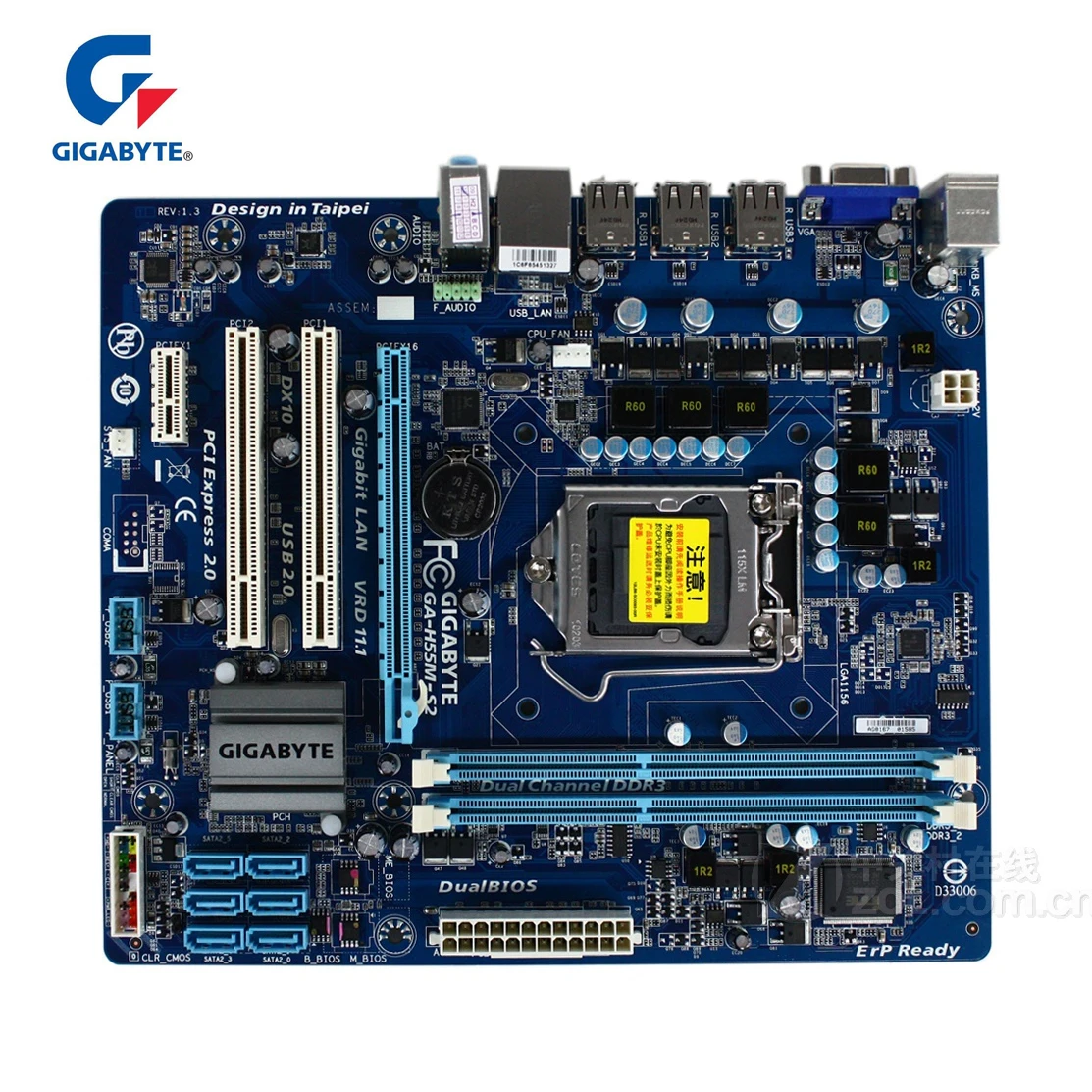 Gigabyte GA H55M S2 100% оригинальная материнская плата LGA 1156 DDR3 8 Гб H55 десктопная Б/у i7 i5