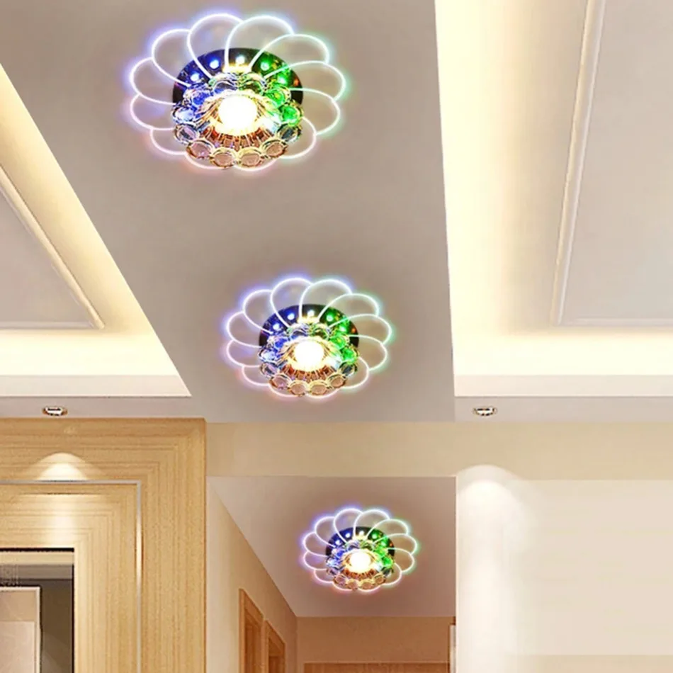 

Modern Lampshade Crystal Ceiling Light 5W Colorful LED Romantic Ceiling Light lamp For Living Room Foyer Porch Lighting Decor
