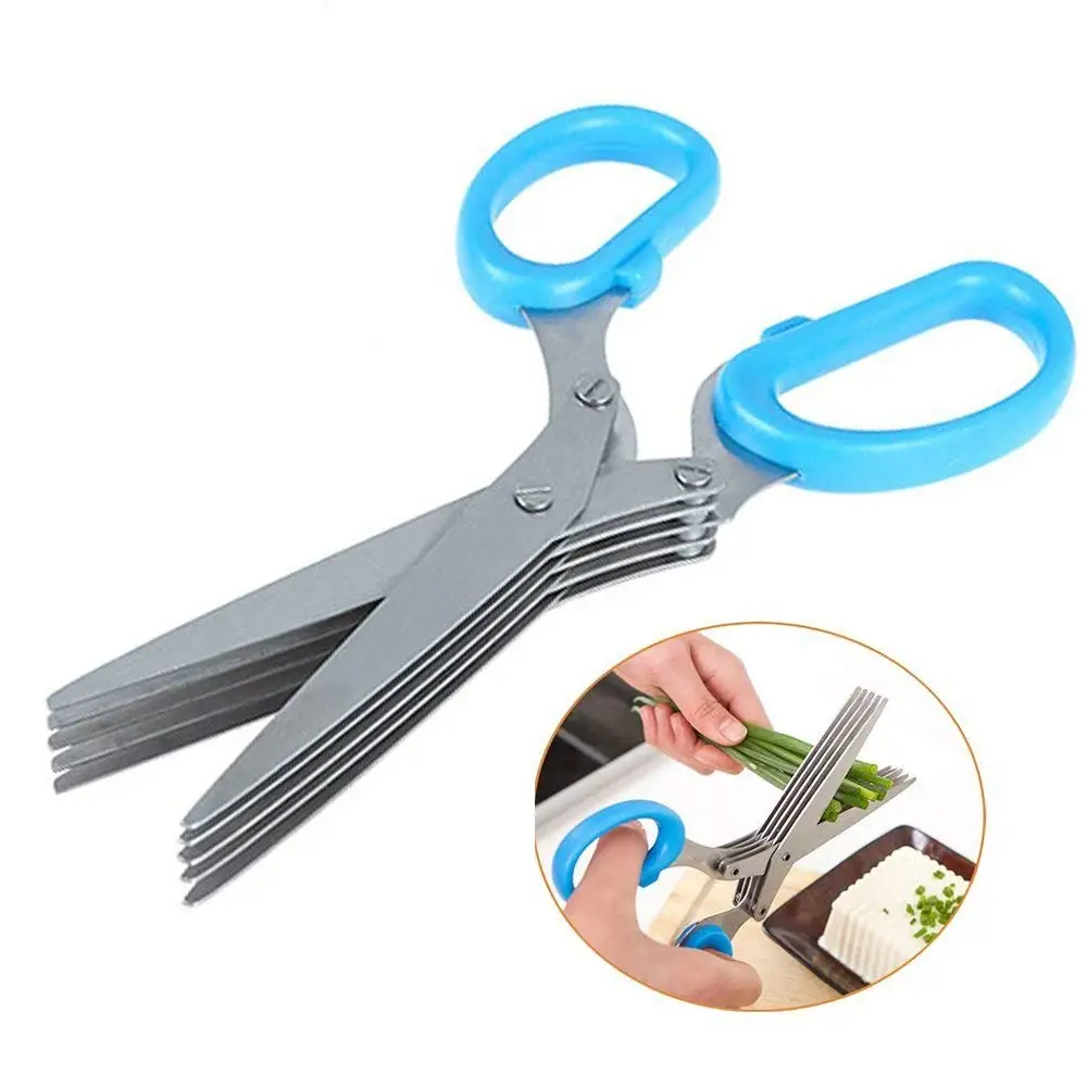 Многофункциональные кухонные ножницы из нержавеющей стали с 5 лезвиями 1 шт. ножи