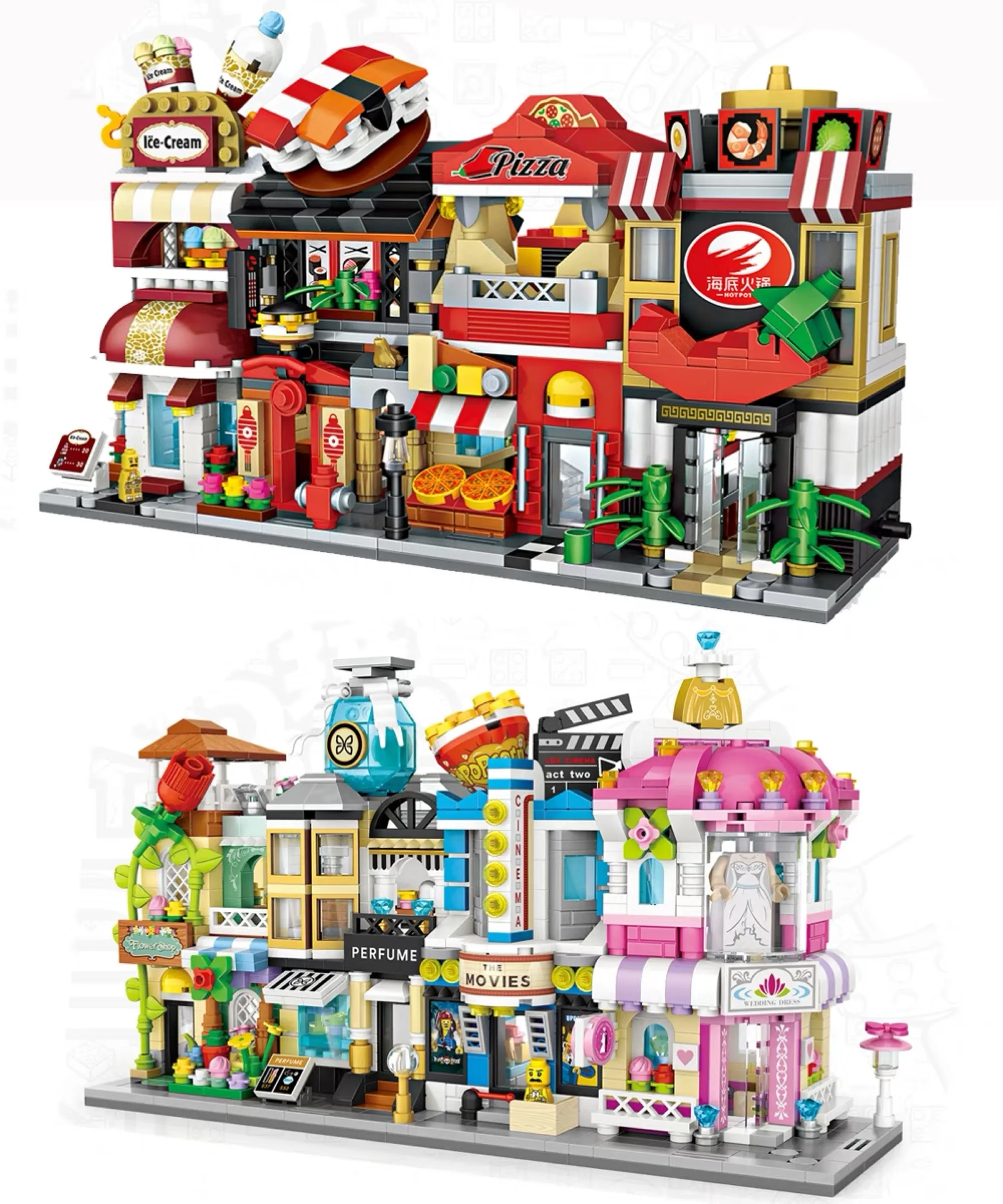 2018 New LOZ Mini Blocks Street Shop View DIY Building Toys Cute Store coffee Auction Figure for Christmas Gift KidsToys | Игрушки и