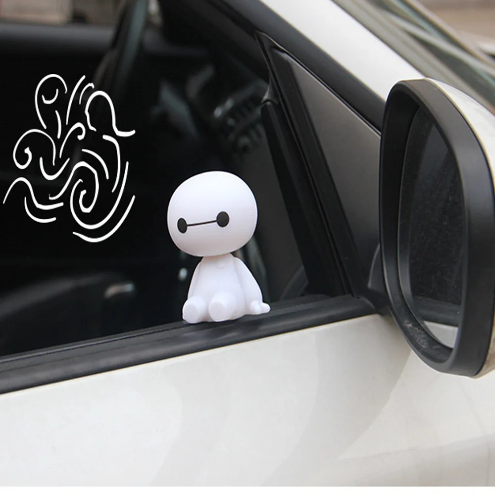 Мультяшный пластиковый робот Baymax, качающаяся голова, автомобильные аксессуары, украшение интерьера автомобиля, большая кукла героя, игрушки, аксессуары
