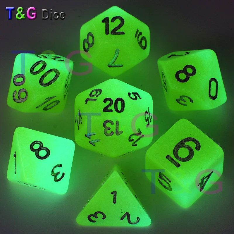 Набор кубиков с цифрами желтый цвет 7 шт./компл. D4 D6 D8 D10 % D12 D20 для DnD RPG настольной