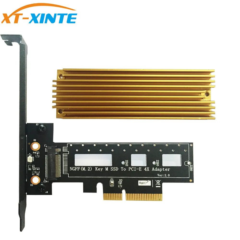 

M Key M.2 for NVMe PCI-e SSD for NGFF Type to PCIE PCI Express 3.0 4X Adapter Card with Heatsink Support 2242 2260 2280