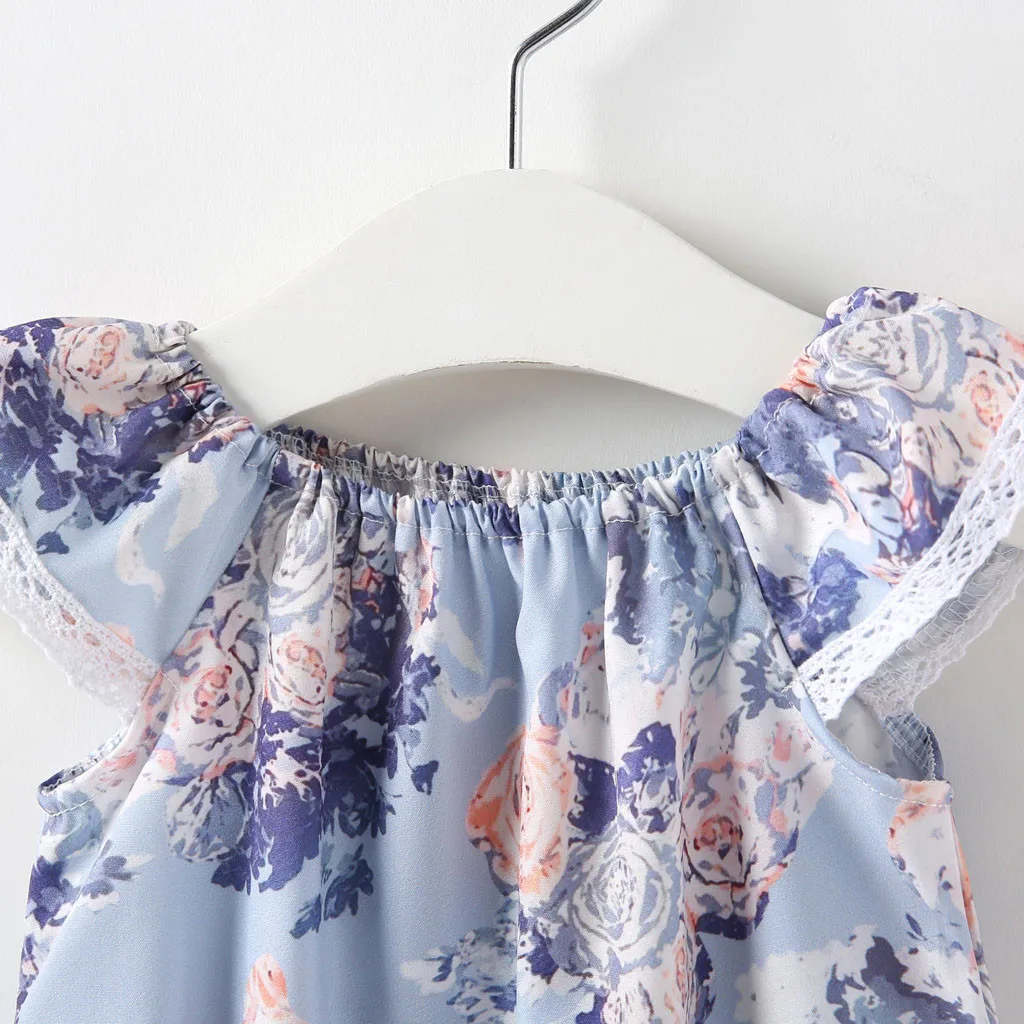 Детский хлопковый комбинезон с цветочным принтом и рукавами мушками для