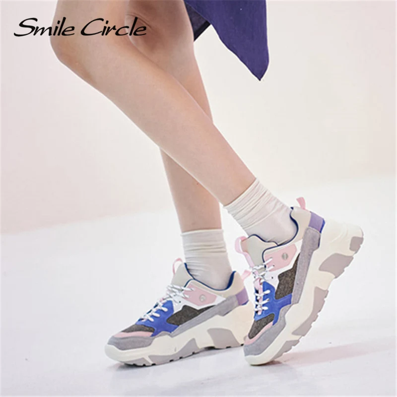 Женские замшевые кроссовки Smile Circle весенне осенняя Повседневная дышащая обувь на