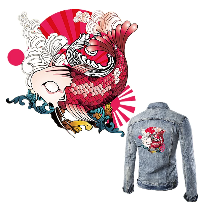 21 5*21 см китайский стиль красный карп печать наносимые с помощью утюга наклейки DIY