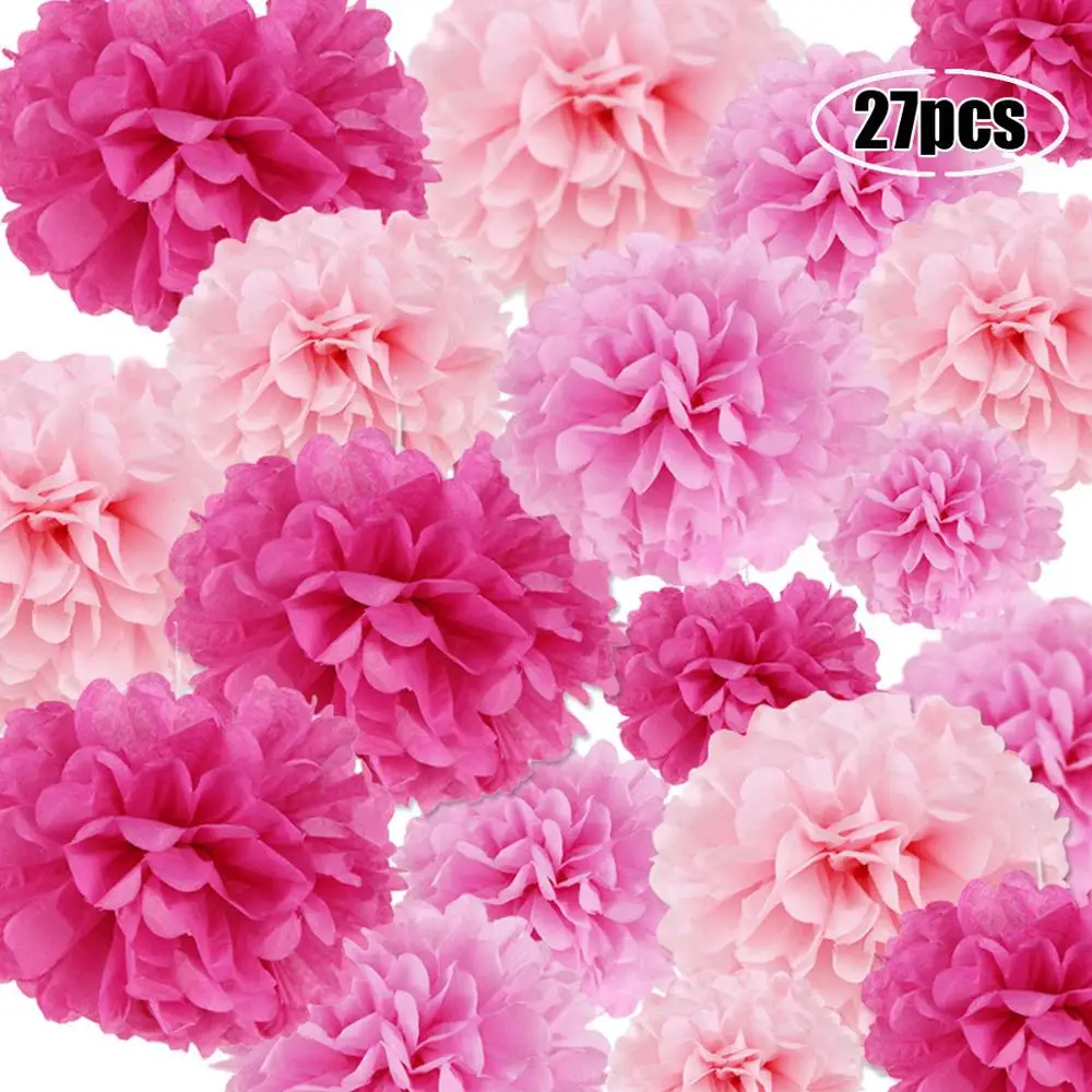 27 шт. милые розовые свадебные украшения с помпонами тканевые бумажные помпоны