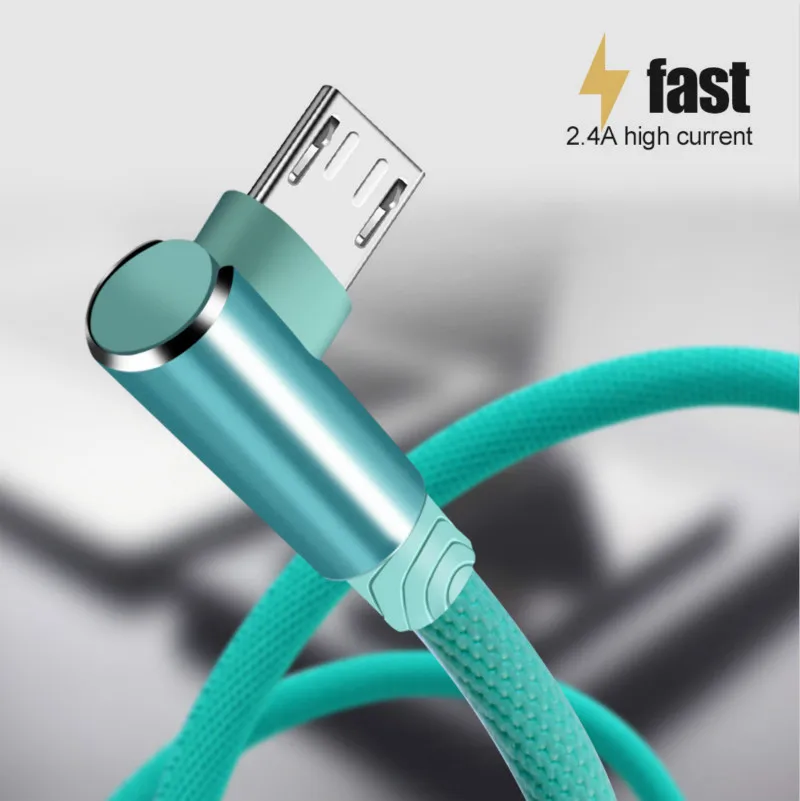 USB кабель 1 м, 2 м, 3 м, USB кабель для iPhone XS, 7, samsung, S9, Xiaomi, huawei, светодиодный, 90 градусов, быстрая зарядка, Microusb type-C, USB C кабели