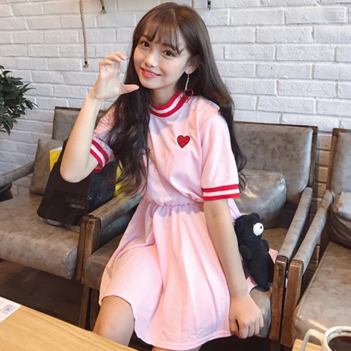 Женские платья в японском стиле Kawaii Ulzzang милое платье с вышивкой на талии женские