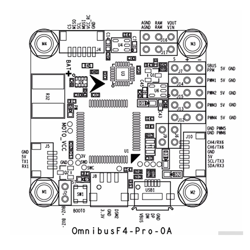 Betaflight OMNIBUS F4 Pro (V2) Полетный контроллер встроенный OSD / BEC для FPV гоночных дронов DIY Квадрокоптер|Детали и