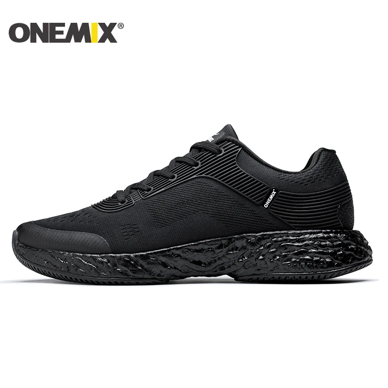 ONEMIX Black men's top outdoor sports shoes soft lightweight men sneakers  Trainers Prevent Sideslip Nice Running Shoes