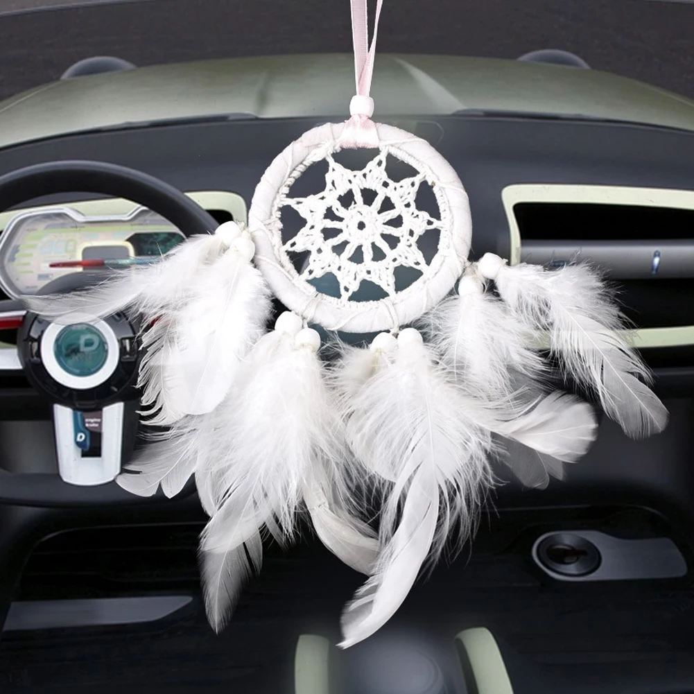 Креативная винтажная белая сетка Ловец снов ручной работы с черными перьями