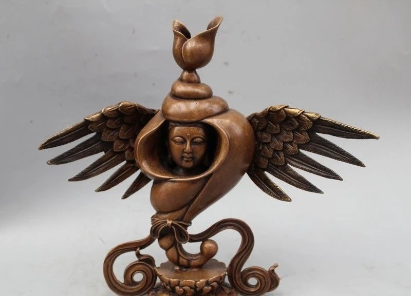 9 &quotКитайский буддизм Чистая Бронза Конч Кван-Инь Гуань Инь богиня Посейдон