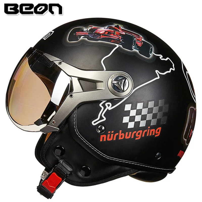 BEON мотоциклетный шлем винтажный с открытым лицом скутер 3/4 одобренный ECE moto casco