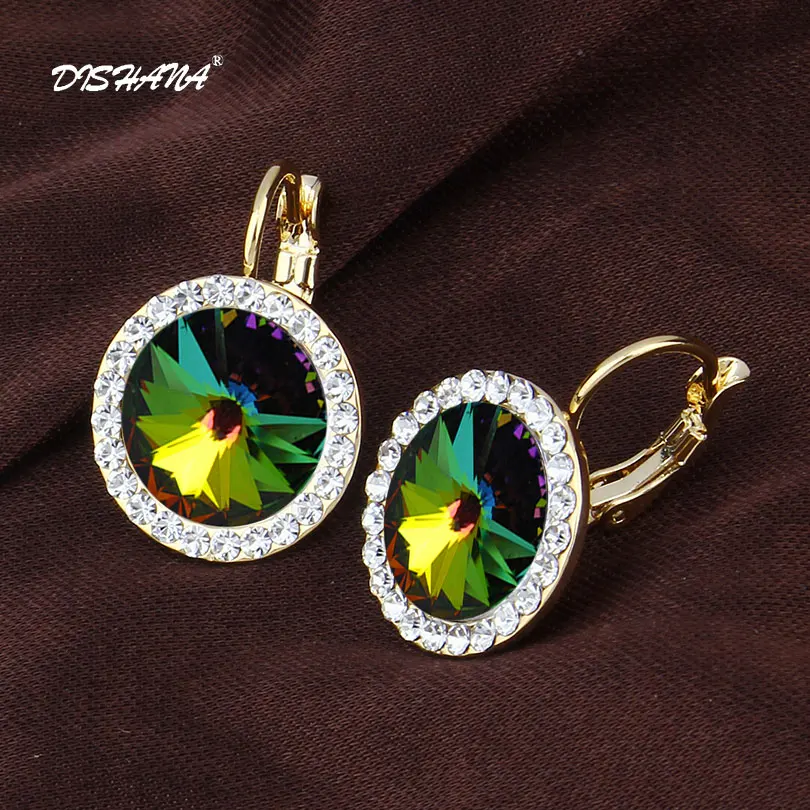 Gold color Новые Кристальные серьги женские висячие серьги модные высококачественные серьги золотого цвета(E0073-2 - Окраска металла: Gold color