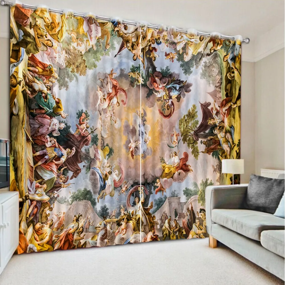 

photo curtains Blackout Window European pattern angel european curtains Custom size 3d