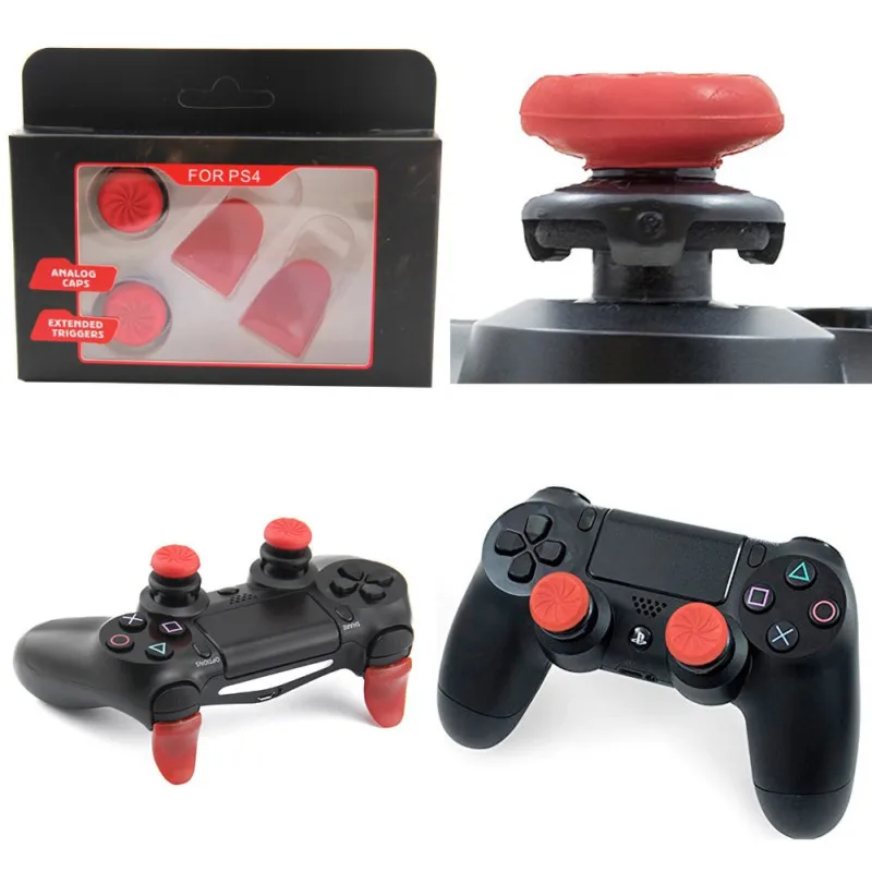 Красный Игровой курок Расширенная Кнопка аналоговый расширитель thumbtick Grip Увеличенная крышка для контроллера PS4 - Цвет: Красный
