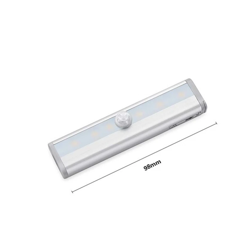 98mm 6LEDs Lamp Датчик движения, кухонная лампа, портативный, на батарейках, светодиодный, для шкафа, ночной лестницы, аварийная лампа, умная лампа для коридора, тропинки - Цвет: 98mm 6LEDs Lamp