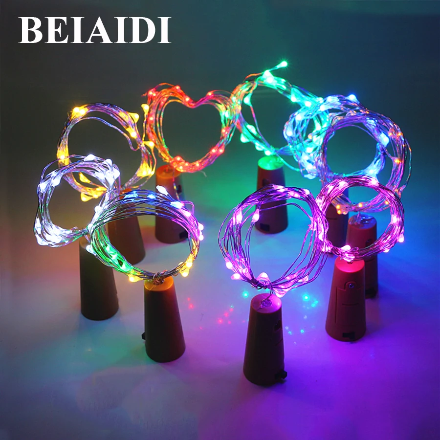 BEIAIDI 10 шт. 2 м 20 светодиодов DIY медная проволока для бутылки вина сказочная
