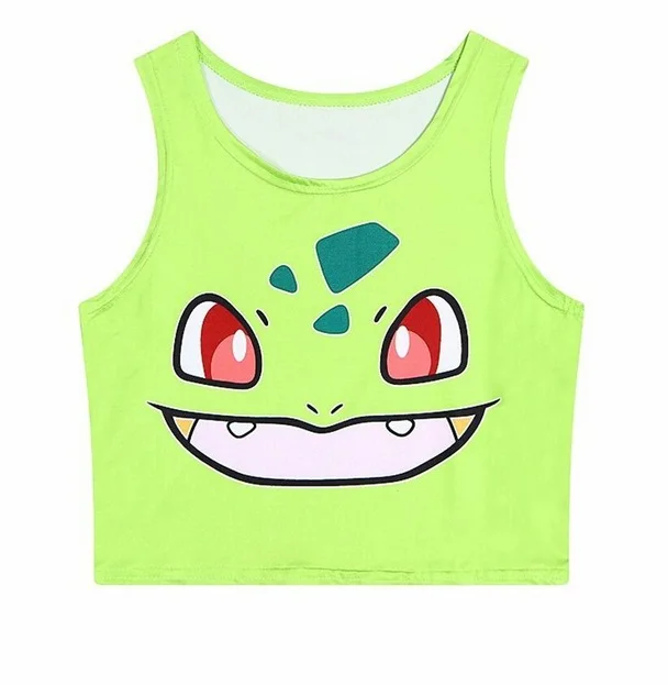 C Лето Harajuku сексуальные девушки косплей Pocket Monster Crystal Crop Топы жилет танк - Цвет: C