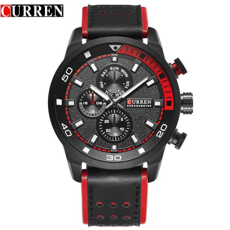 black black CURREN брендовые Топ Новые Модные Повседневные кварцевые наручные часы мужские кожаные relojes ремешок Круглый Кварцевые водонепроницаемые 8250 - Цвет: black black
