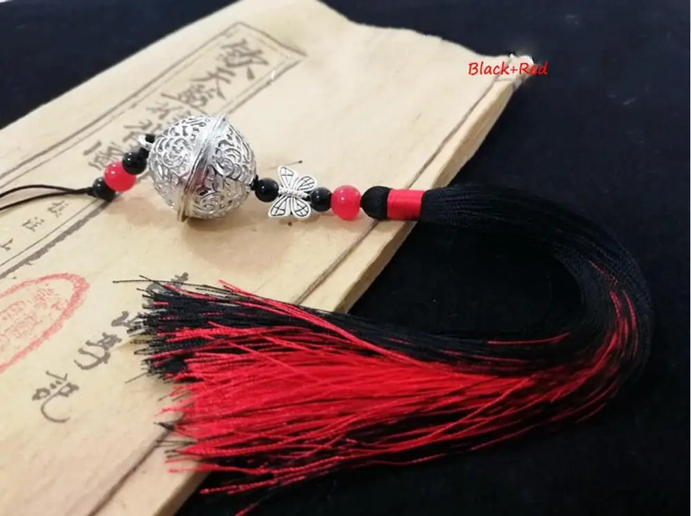 VEVEFHUANG Wei Wuxian прозрачный Колокольчик в форме сердца Косплей гроссмейстер демонического культивирования Косплей головные уборы реквизит Mo Dao Zu Shi Хэллоуин - Цвет: black red